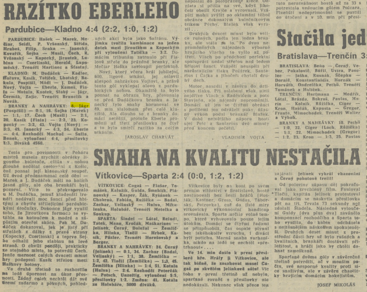 19881005 JAGR Jaromir - 1.ligovy gol PAR - KLA 4-4 4.rijna 1988 detail zvyrazneni