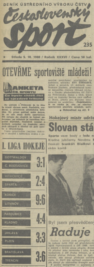 19881005 JAGR Jaromir - 1.ligovy gol PAR - KLA 4-4 4.rijna 1988