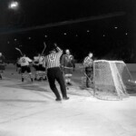 6206343 Spengler Cup, 1964 Sparta Prague Modo Alfredshem (b/w photo); (add.info.: The Czech players cheer at the Spengler Cup tournament in Davos after a goal, recorded on 30 December 1964 at the game Sparta Prague, light dress, against MoDo Alfredshem, dark dress. MoDo Alfredsham wins the game with 8:4.); Photopress Archiv/Keystone.